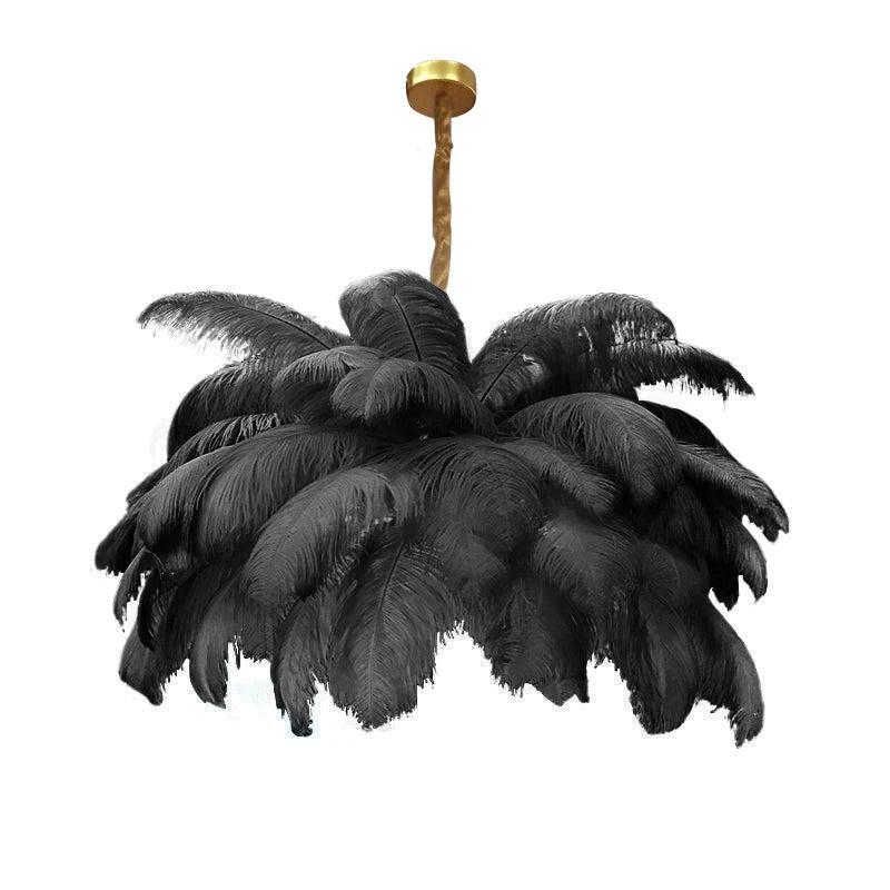 Nordic Ostrich Feather Lamp Led Pendant Lights Living Room Girl's Room Bedroom Indoor Lighting Chandelier Hanging Light Fixture