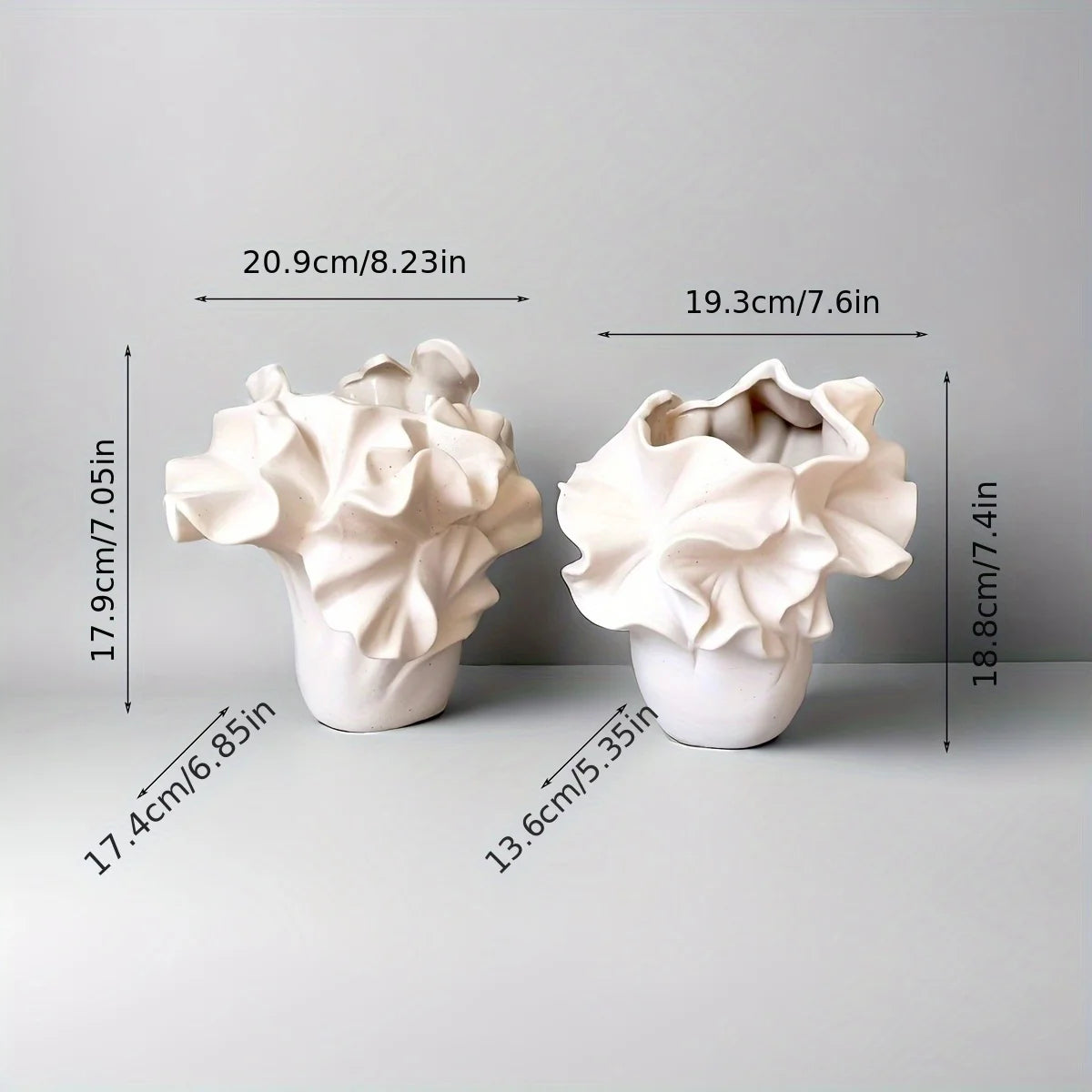 Nordic Style Ceramic - Garden Inspired Patterns, Artistic Shell Shaped Design, Handmade, Themed, Corner Vase Suitable For