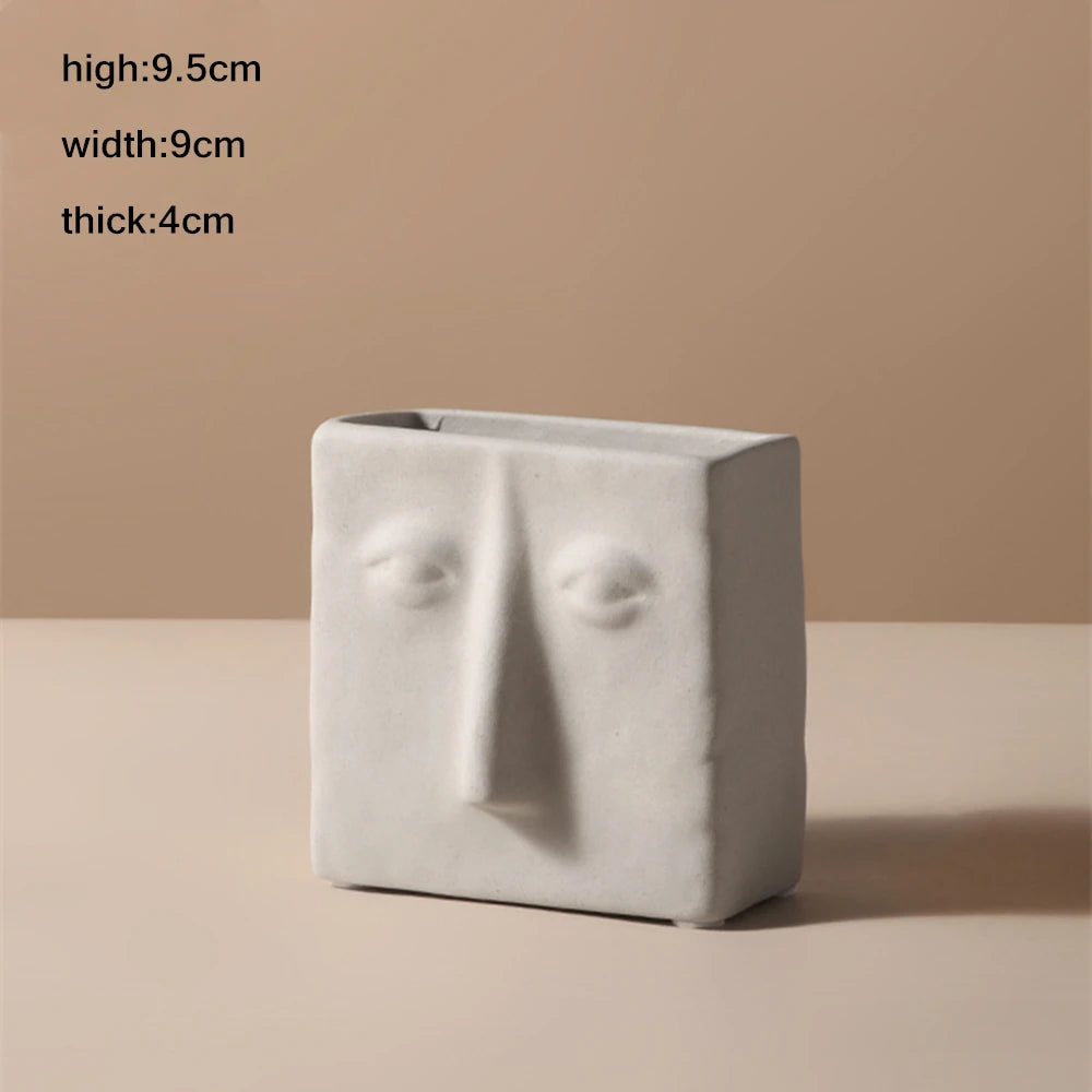 Nordic Ins Home Decor Ceramic Flower Vase Human Face Design Vases Home Decoration Ornament Art Vase Luxury Pot Room Decoration