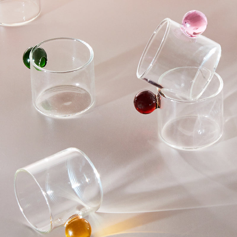 6PC Espresso Cups Small Tea Cup Set Heat Resistant Glass Teacups Bucket Table Decor 110ml Capacity