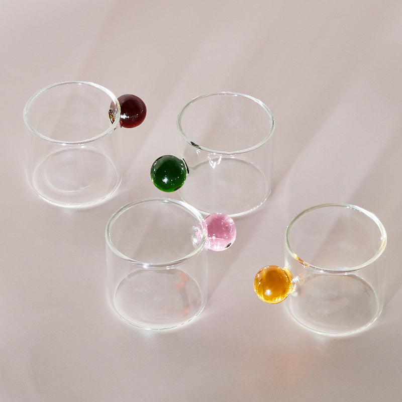 6PC Espresso Cups Small Tea Cup Set Heat Resistant Glass Teacups Bucket Table Decor 110ml Capacity