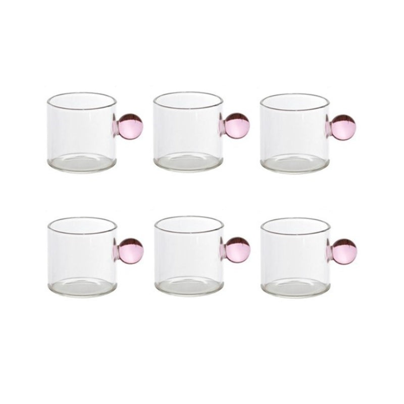 6PC Espresso Cups Small Tea Cup Set Heat Resistant Glass Teacups Bucket Table Decor 110ml Capacity