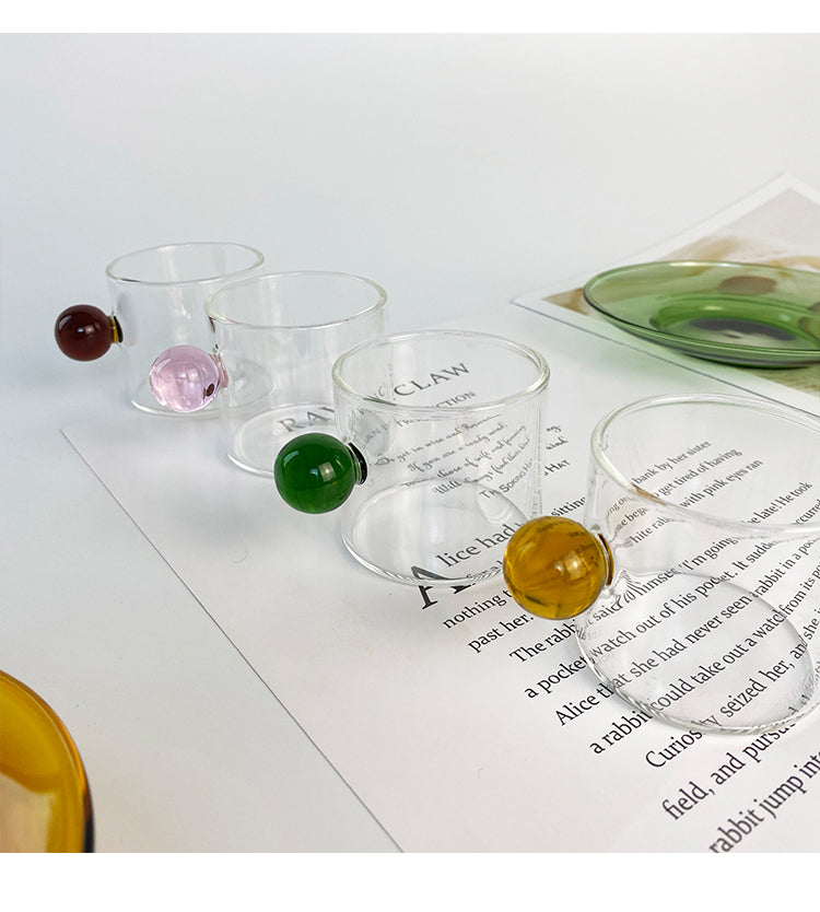 6PC Espresso Cups Small Tea Cup Set Heat Resistant Glass Teacups Bucket Table Decor 110ml Capacity