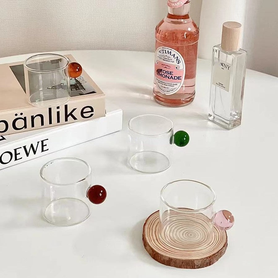 6PC Espresso Cups Small Tea Cup Set Heat Resistant Glass Teacups Bucket Table Decor 110ml Capacity