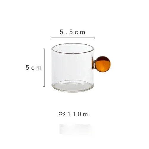 6PC Espresso Cups Small Tea Cup Set Heat Resistant Glass Teacups Bucket Table Decor 110ml Capacity