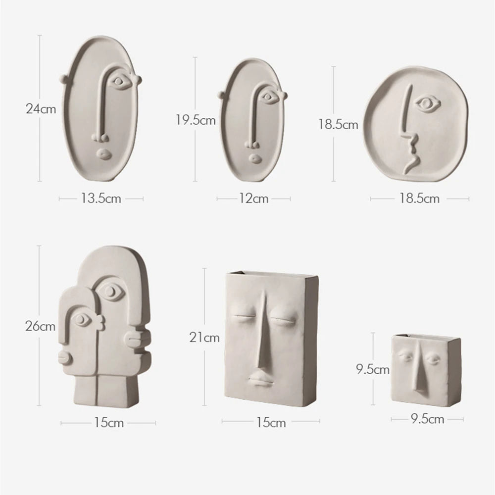 Nordic Ins Home Decor Ceramic Flower Vase Human Face Design Vases Home Decoration Ornament Art Vase Luxury Pot Room Decoration