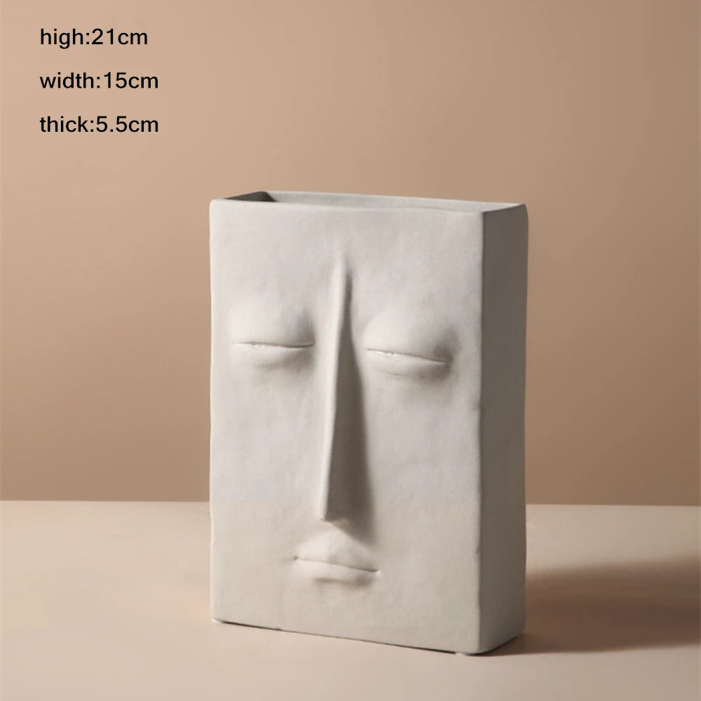 Nordic Ins Home Decor Ceramic Flower Vase Human Face Design Vases Home Decoration Ornament Art Vase Luxury Pot Room Decoration