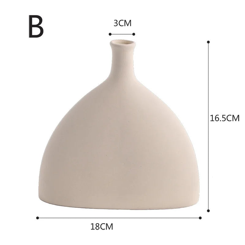 Nordic Polygon Circular Ceramic Vase Home Living Room TV Cabinet Desktop Homestay Art Decorations Dry Flower Arrangements Vase