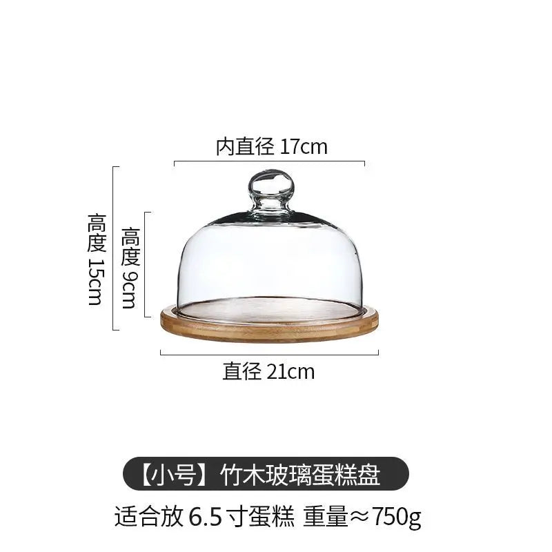 Cake Display Stand Fruit Plate with Cover Food Glass Cover Transparent Display Cake Plate Desserts Dish Cutlery Kitchen Utensils