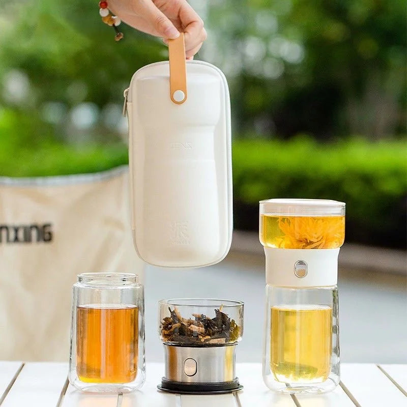 2 in 1 Outdoor Portable Camping Tea Cup Travel Tea Set Tea Water Separation Cup Single Tea Set With Tea Bag