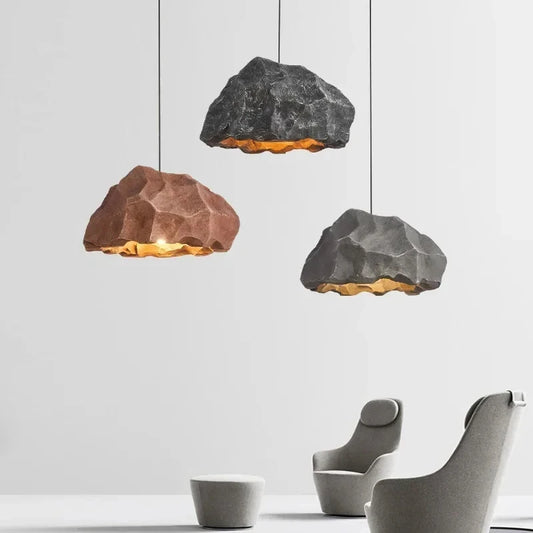 Wabi Sabi LED Pendant Light Nordic Ceiling Pendant Lamp for Living Dining Room Bedroom Creative Design Stone Shaped Hanging Lamp