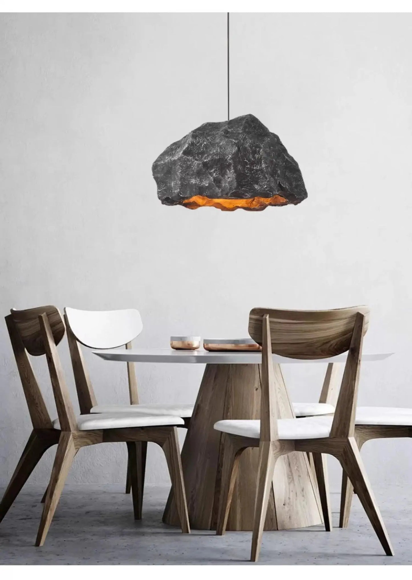 Wabi Sabi LED Pendant Light Nordic Ceiling Pendant Lamp for Living Dining Room Bedroom Creative Design Stone Shaped Hanging Lamp