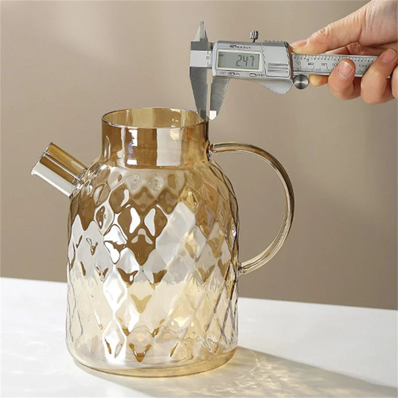 1.8L Transparent Borosilicate Glass Teapot Heat-Resistant Clear Tea Pot Flower Tea Set Puer Kettle Cup Office Home Tools