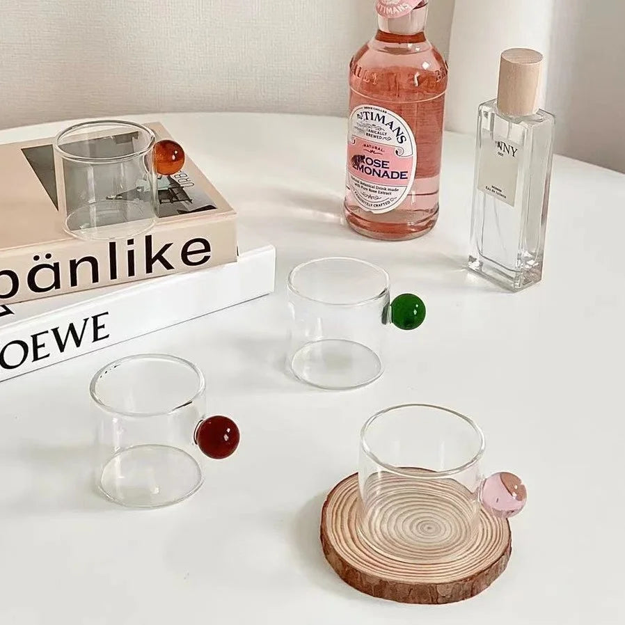 6PC Espresso Cups Small Tea Cup Set Heat Resistant Glass Teacups Bucket Table Decor 110ml Capacity