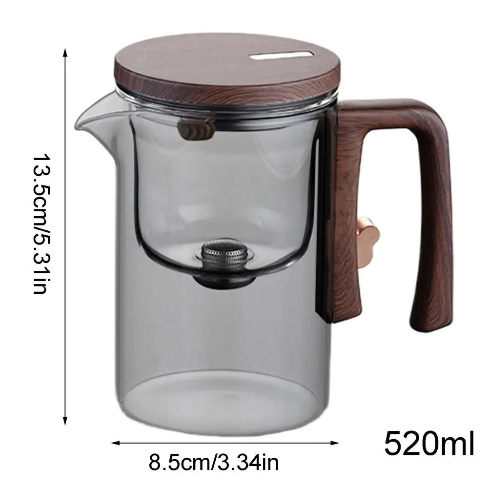 Glass Tea Pot Kettle Infuser 520ML/720ML Teapot Water Separation Inner Magnet One Click Magnetic Tea Filtration Cup Set