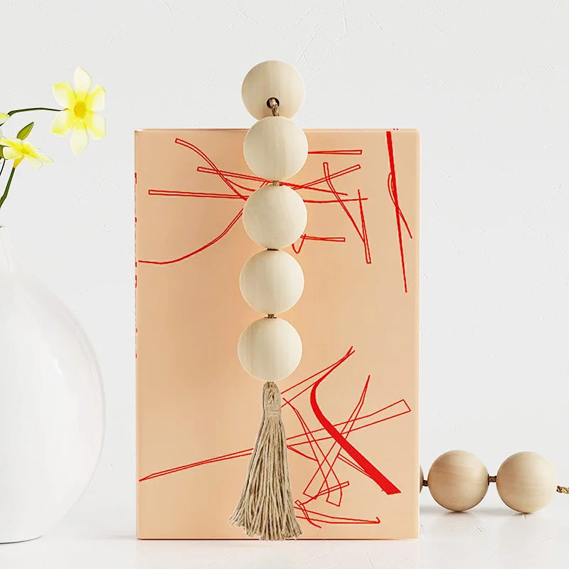 4cm Big Wood Bead Garland Tassel Room Wall Hanging Decor For Christmas Oversized Farmhouse Rustic Country Natural Bead Ornament