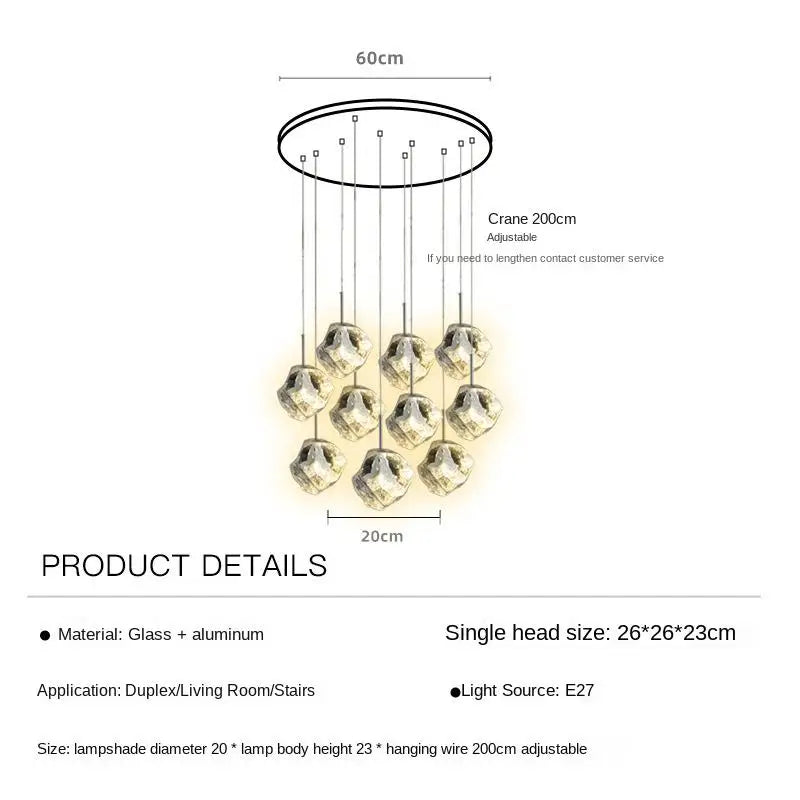 New Lava Glass Ice Cube Bedroom Bedside Chandelier Ceiling Chandelier Ceiling Pendant Lamp Ceiling Light Home Appliance