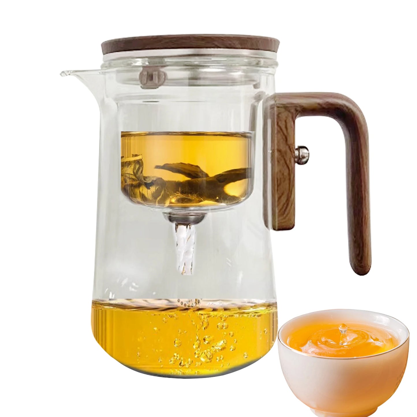 Glass Tea Pot Kettle Infuser 520ML/720ML Teapot Water Separation Inner Magnet One Click Magnetic Tea Filtration Cup Set
