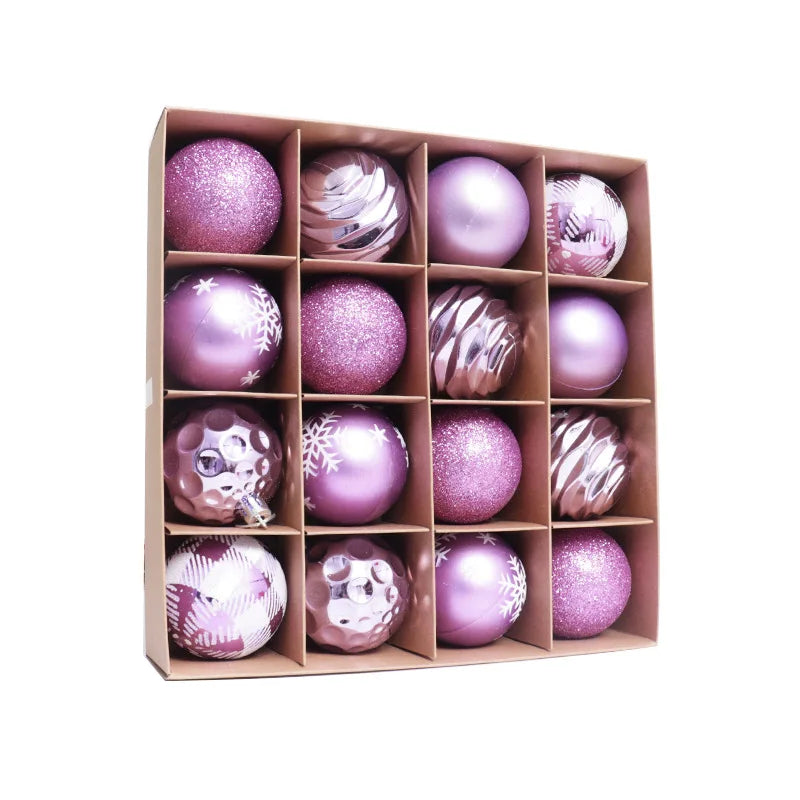 16pcs Christmas Ball Decoration 6cm Pink White Red Baubles Christmas Tree Hanging Pendant For 2025 Home Navidad Noel Xmas Party