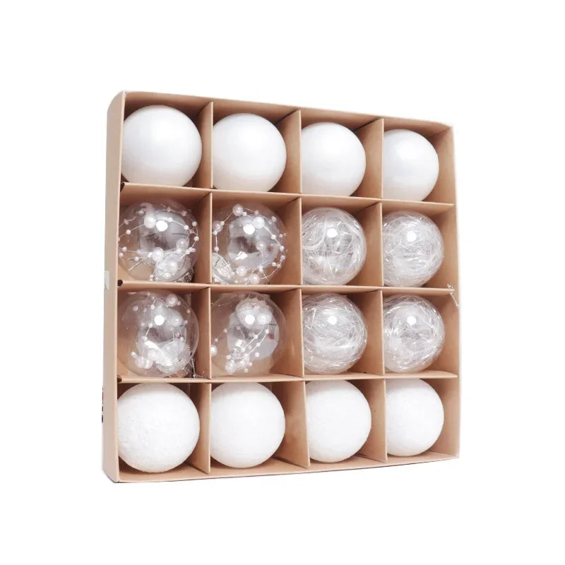 16pcs Christmas Ball Decoration 6cm Pink White Red Baubles Christmas Tree Hanging Pendant For 2025 Home Navidad Noel Xmas Party