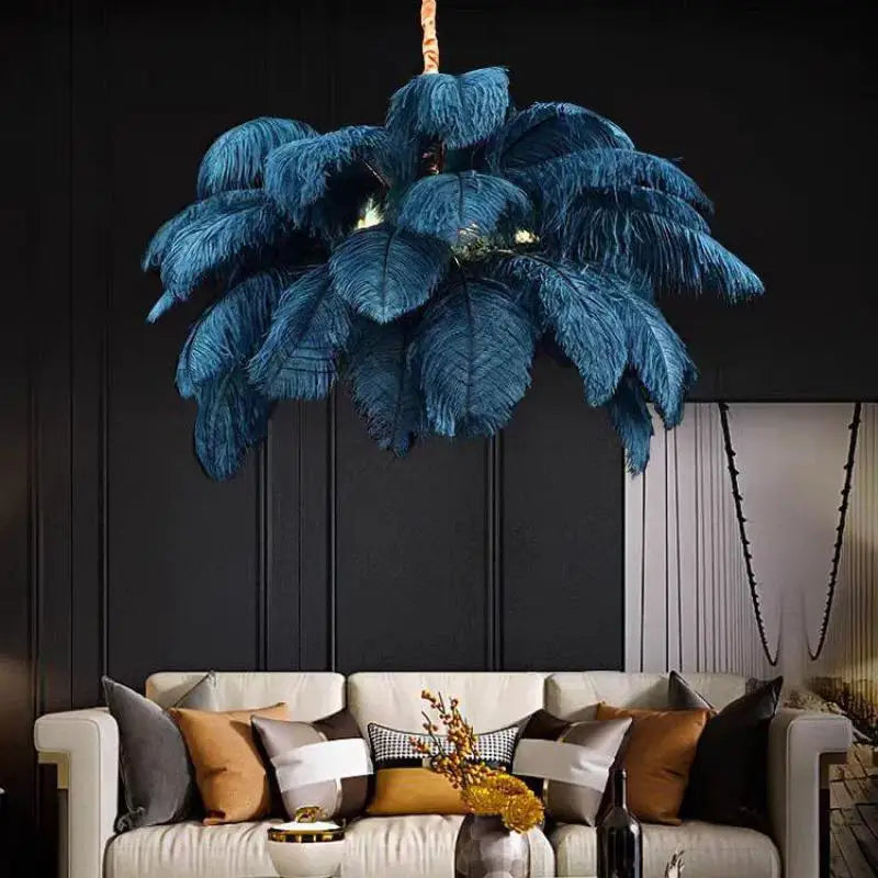 Nordic Ostrich Feather Lamp Led Pendant Lights Living Room Girl's Room Bedroom Indoor Lighting Chandelier Hanging Light Fixture
