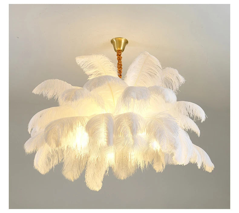 Nordic Ostrich Feather Lamp Led Pendant Lights Living Room Girl's Room Bedroom Indoor Lighting Chandelier Hanging Light Fixture