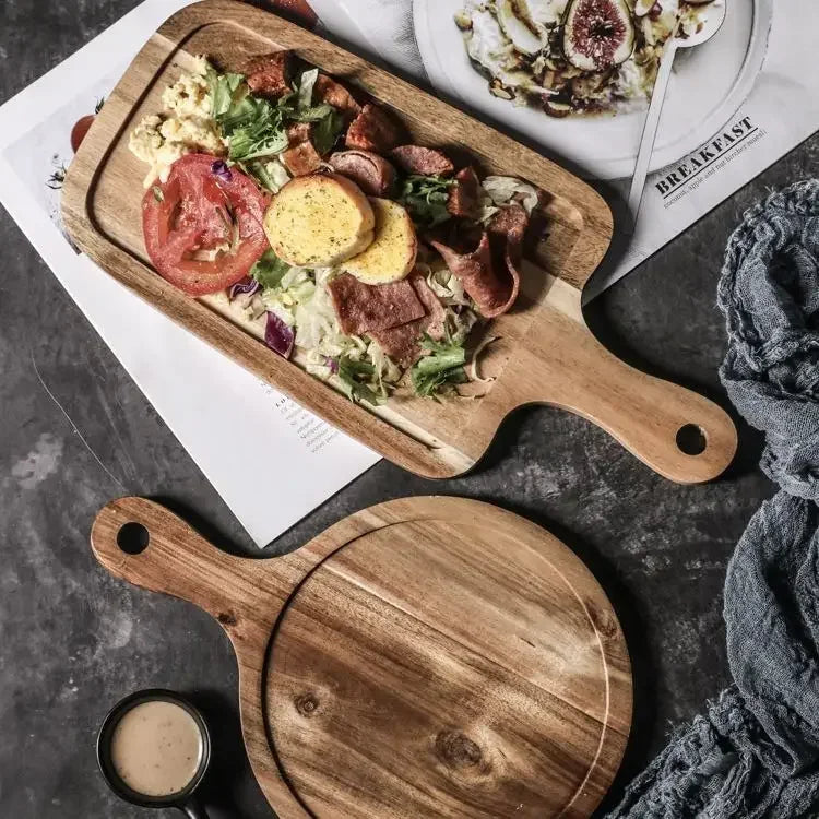 Steak plate wooden household Japanese wooden plate rectangular plate western food plate breakfast tableware pizza wooden tray
