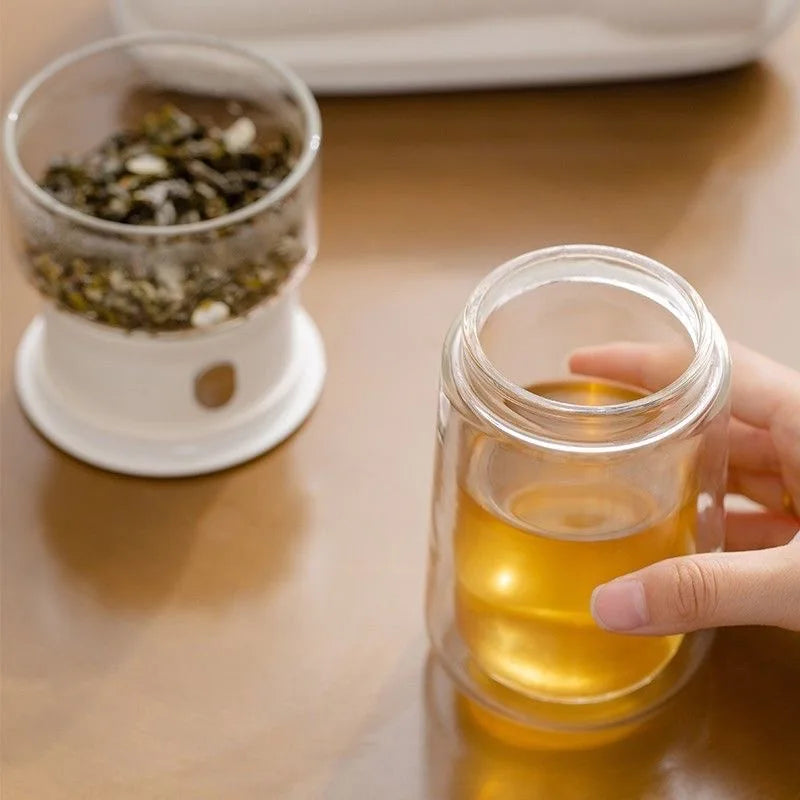2 in 1 Outdoor Portable Camping Tea Cup Travel Tea Set Tea Water Separation Cup Single Tea Set With Tea Bag