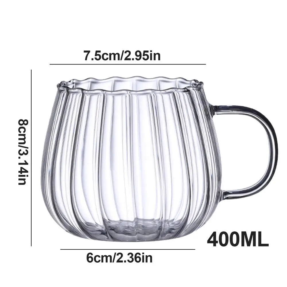 Pumpkin Glass Mug Breakfast Heat-Resistant Oatmeal Milk Coffee Cup Breakfast Milk Cup Water Cup Juice Milk Tea Cup 400ml