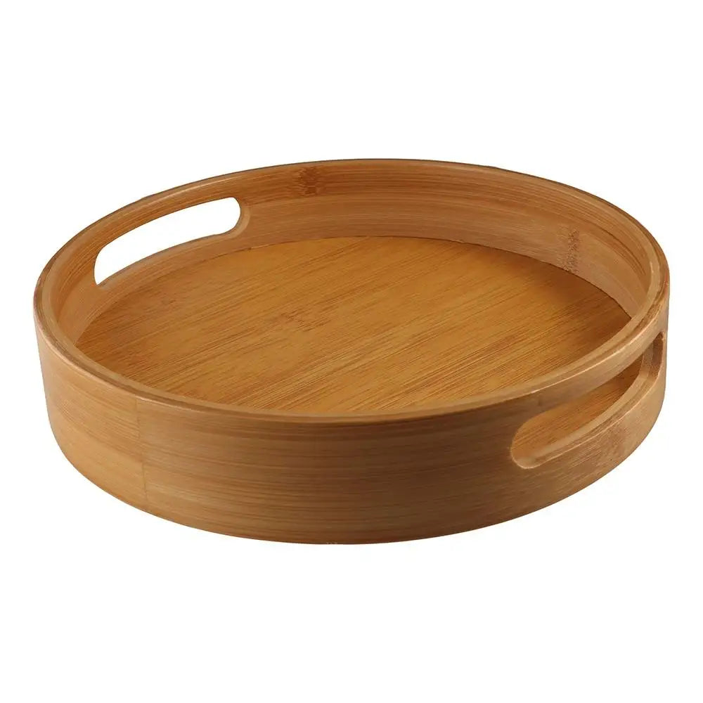 Snack Dessert Plate Multipurpose Wooden Round Tray Simple Light Tea Food Dish Practical Bamboo Plate Kitchen