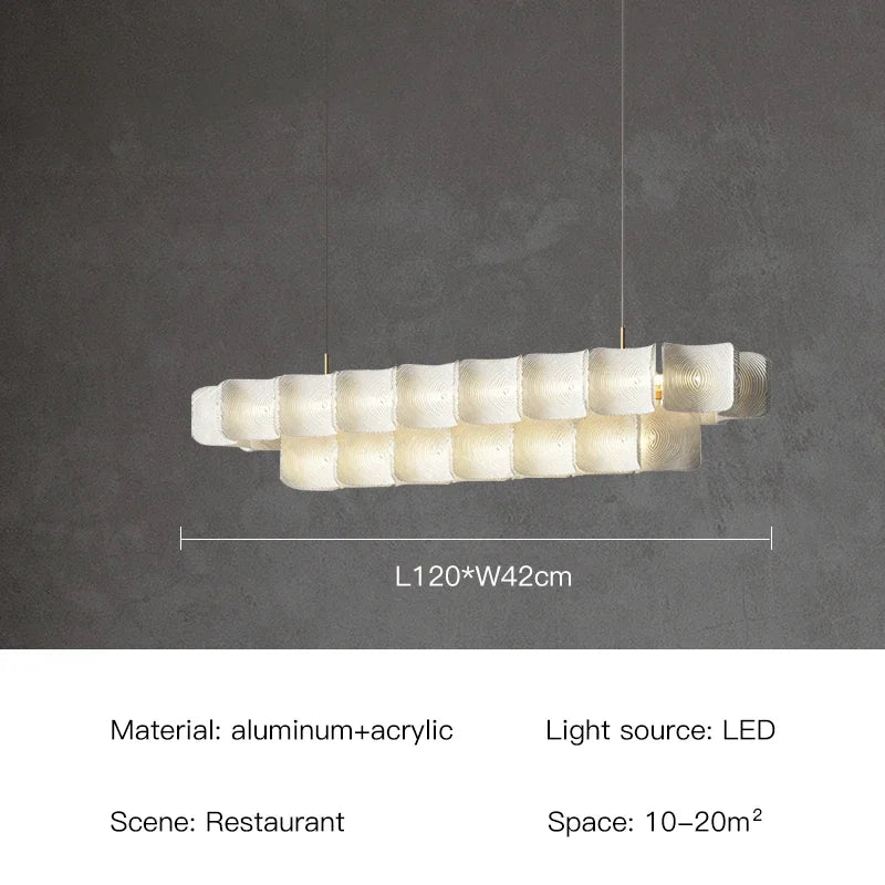 Nordic Lamp Wabi Sabi Tiered Chandelier Minimalist Acrylic White Dining Room Lobby Kitchen Island Hanging Light Home Decor LED