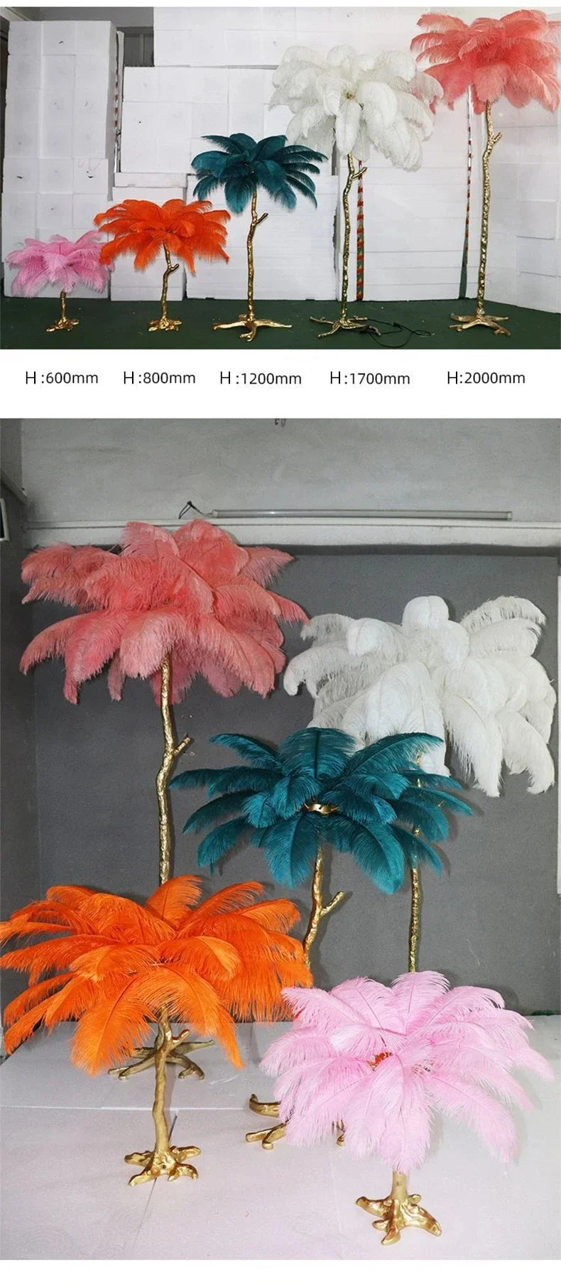 Nordic Ostrich Feather Floor Lamp Living Room Sofa Background Wall Floor Standing Lamp Home Decor Bedroom Bedside Table Lighting