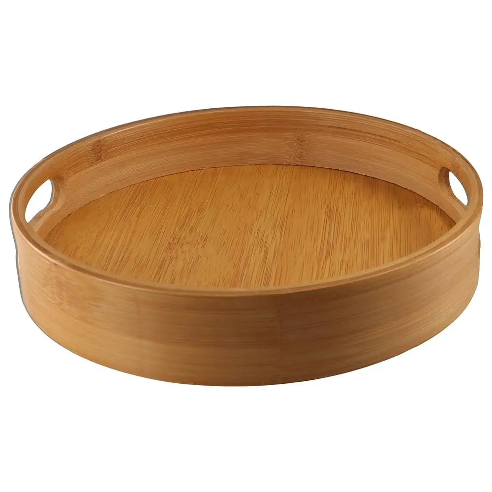 Snack Dessert Plate Multipurpose Wooden Round Tray Simple Light Tea Food Dish Practical Bamboo Plate Kitchen