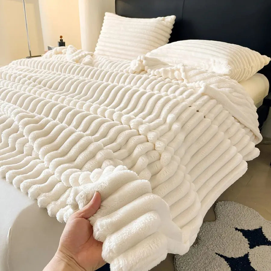Spring Throw Blanket for Couch, Cozy Warm Plush Striped Blanket for Sofa Bedroom Living Room, All Season Use Festival Home Decor