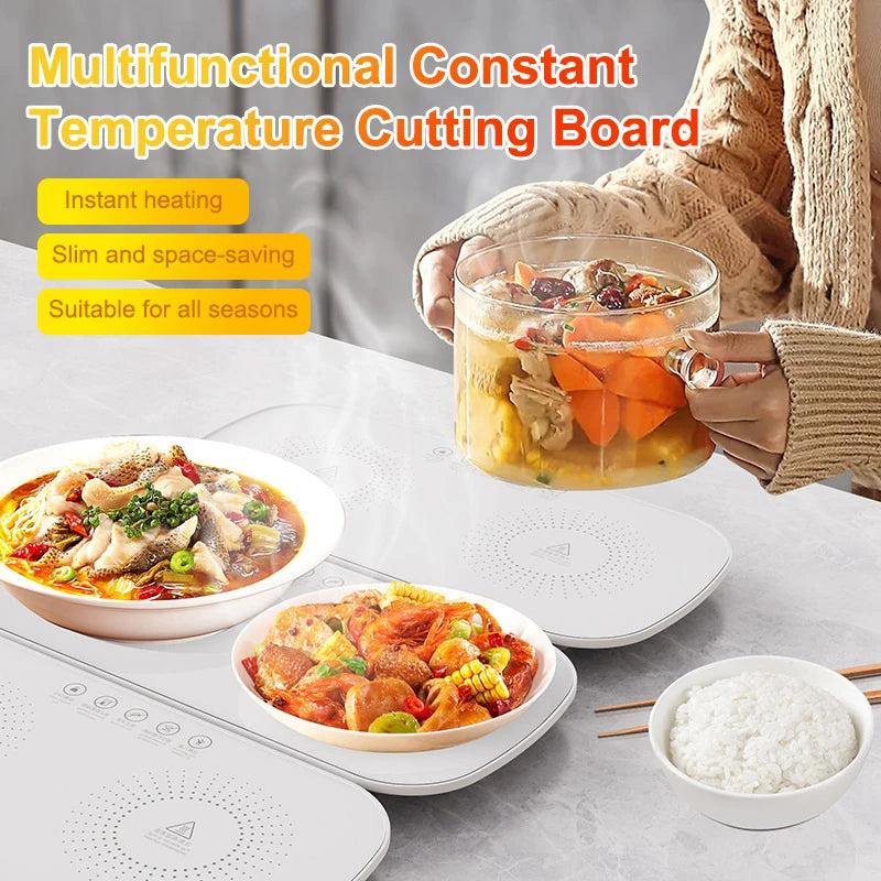 Electric Food Warmer Plate for Home Full Surface Heating Tray Keeps Meal Hot Multifunction Buffet Server Family Dinner Essential