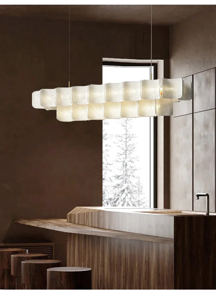 Nordic Lamp Wabi Sabi Tiered Chandelier Minimalist Acrylic White Dining Room Lobby Kitchen Island Hanging Light Home Decor LED