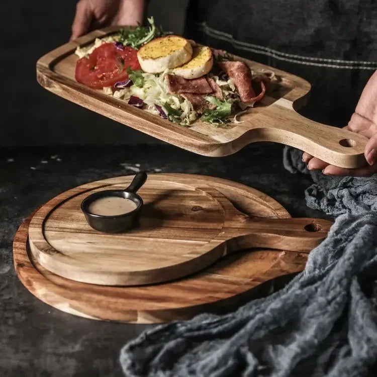 Steak plate wooden household Japanese wooden plate rectangular plate western food plate breakfast tableware pizza wooden tray