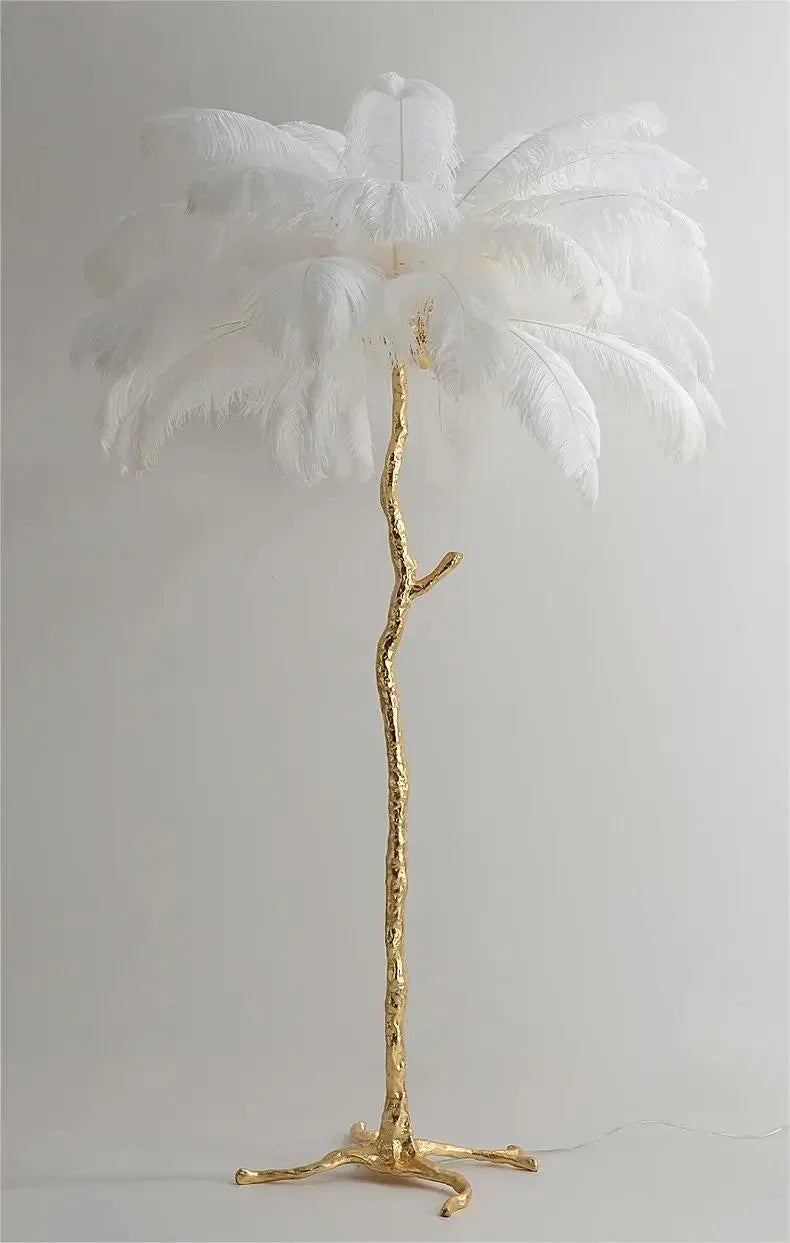 Nordic Ostrich Feather Floor Lamp Living Room Sofa Background Wall Floor Standing Lamp Home Decor Bedroom Bedside Table Lighting
