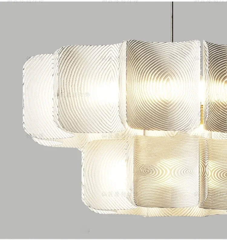 Nordic Lamp Wabi Sabi Tiered Chandelier Minimalist Acrylic White Dining Room Lobby Kitchen Island Hanging Light Home Decor LED