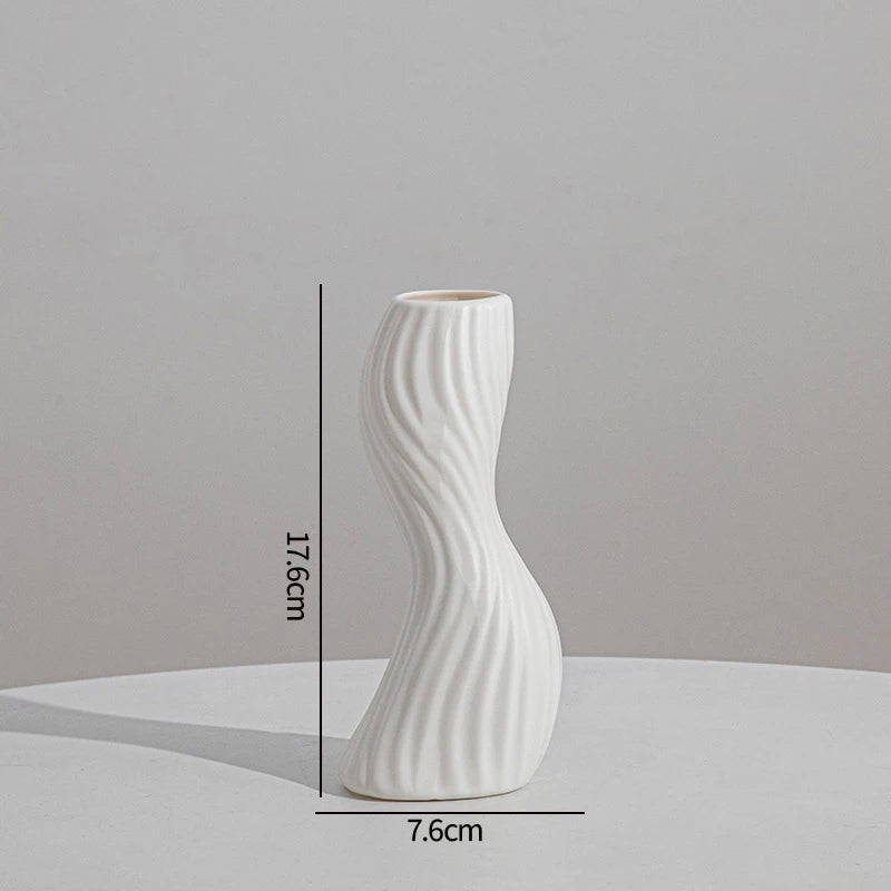 Nordic Vase Imitation Ceramic Flower Bottle Decorative Flowerpot Flower Arranging Ornament Plastic Home Plant Pot Wedding decor