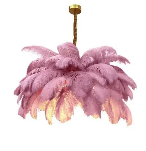 Nordic Ostrich Feather Lamp Led Pendant Lights Living Room Girl's Room Bedroom Indoor Lighting Chandelier Hanging Light Fixture
