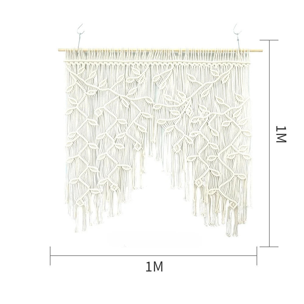 Nordic Style Room Decoration, Hand Woven Tapestry Home Wall Hanging Bohemian Leaf Curtains Door Curtains Macrame Wall Decoration