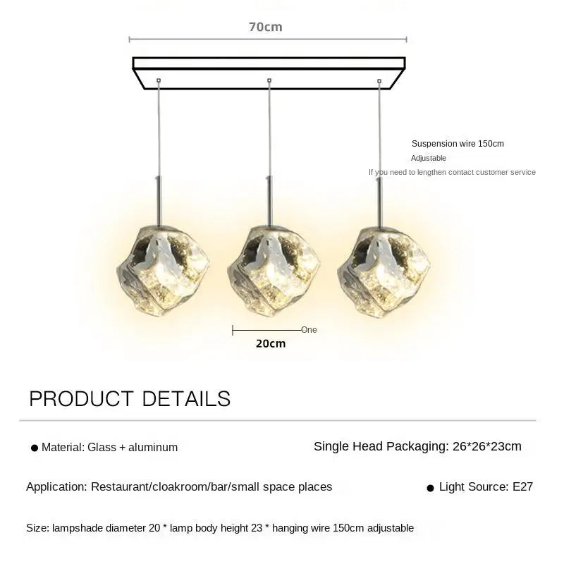 New Lava Glass Ice Cube Bedroom Bedside Chandelier Ceiling Chandelier Ceiling Pendant Lamp Ceiling Light Home Appliance