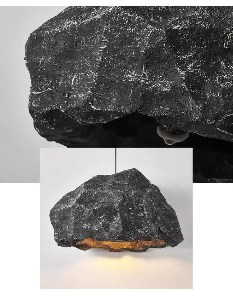 Wabi Sabi LED Pendant Light Nordic Ceiling Pendant Lamp for Living Dining Room Bedroom Creative Design Stone Shaped Hanging Lamp