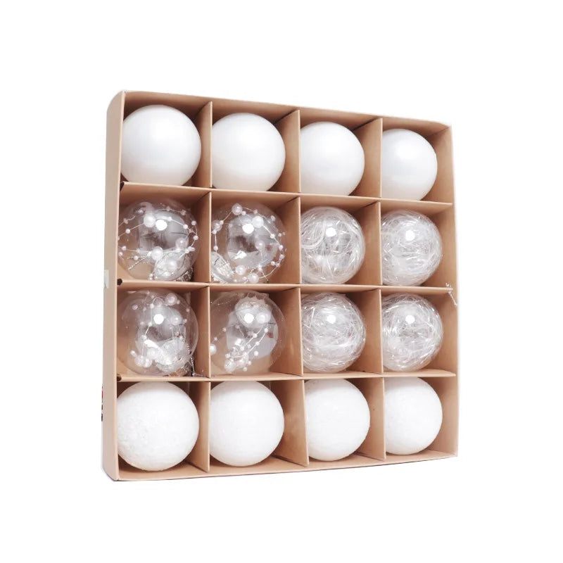 16pcs Christmas Ball Decoration 6cm Pink White Red Baubles Christmas Tree Hanging Pendant For 2025 Home Navidad Noel Xmas Party