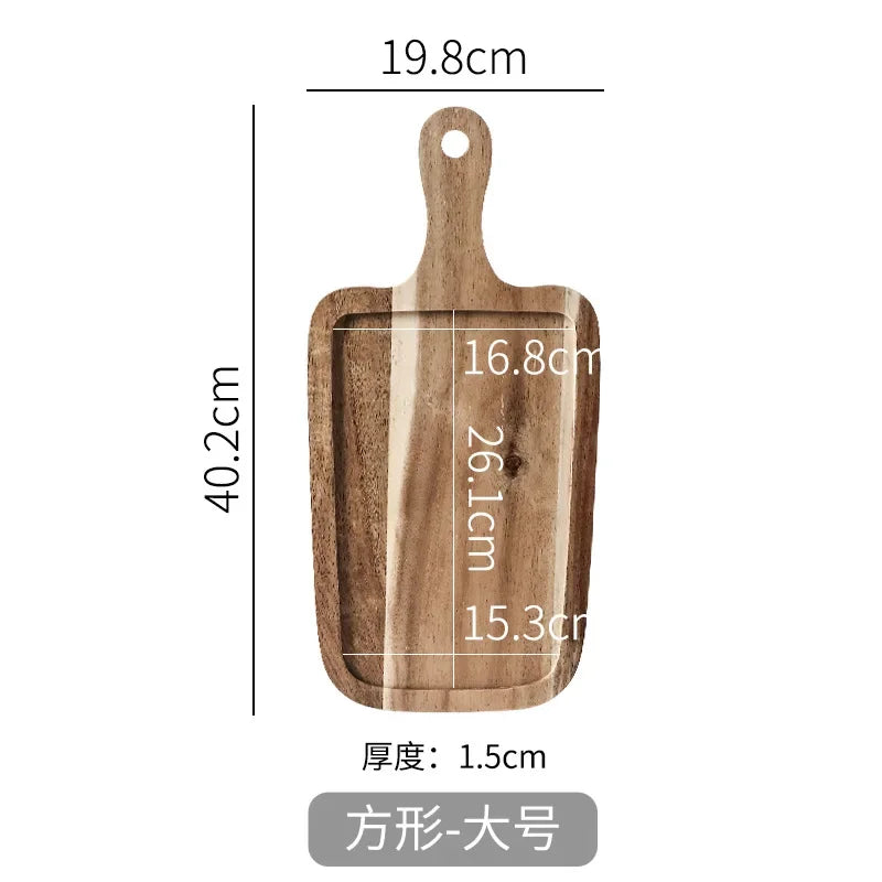 Steak plate wooden household Japanese wooden plate rectangular plate western food plate breakfast tableware pizza wooden tray