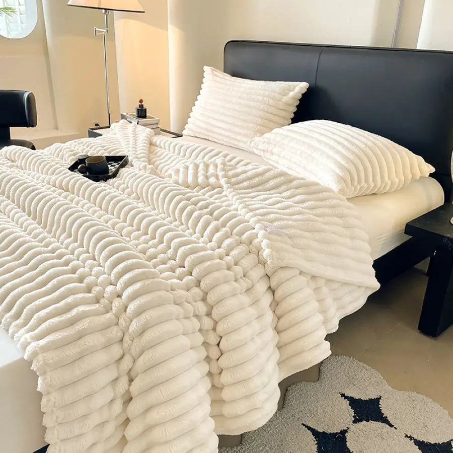 Spring Throw Blanket for Couch, Cozy Warm Plush Striped Blanket for Sofa Bedroom Living Room, All Season Use Festival Home Decor