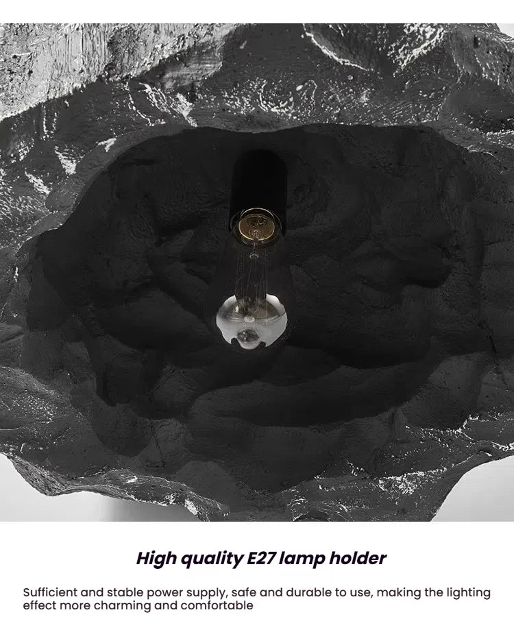 Wabi Sabi LED Pendant Light Nordic Ceiling Pendant Lamp for Living Dining Room Bedroom Creative Design Stone Shaped Hanging Lamp