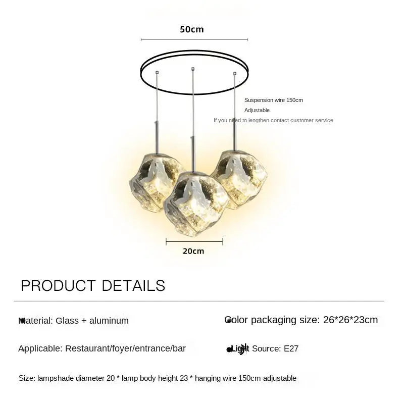 New Lava Glass Ice Cube Bedroom Bedside Chandelier Ceiling Chandelier Ceiling Pendant Lamp Ceiling Light Home Appliance