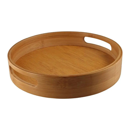 Snack Dessert Plate Multipurpose Wooden Round Tray Simple Light Tea Food Dish Practical Bamboo Plate Kitchen